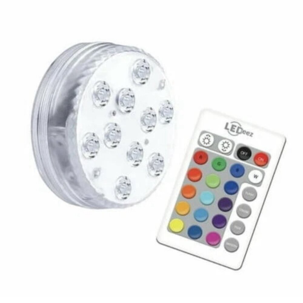 LEDeez Waterproof Remote Battery-Operated Multicolor Pool Light, New - Picture 2 of 3